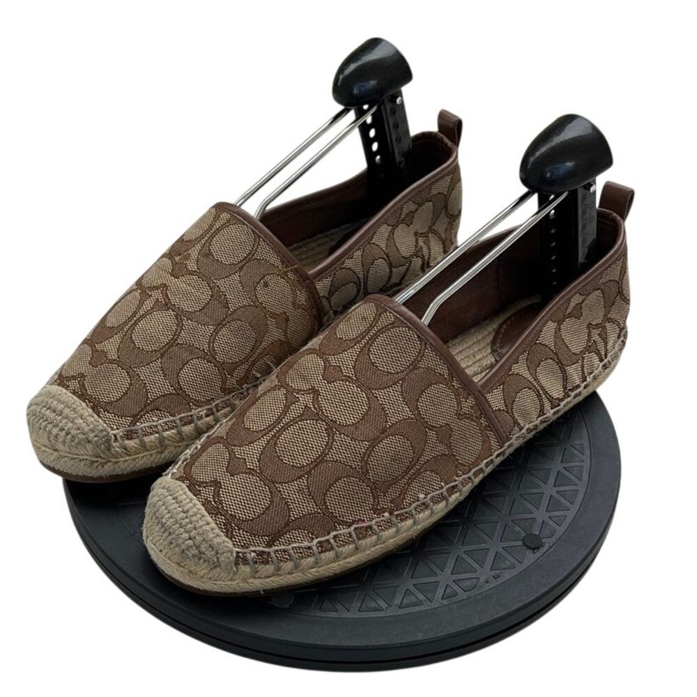 Womens Coach Codi CG629 Jacquard Casual Slip-On Espadrille Shoes SZ 6B Brown